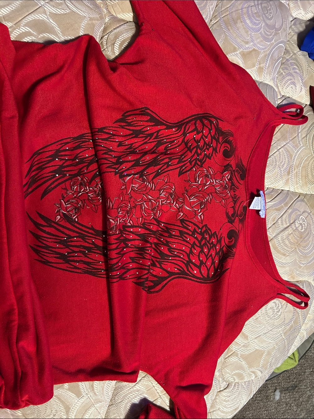 Women's Red Graphic Wing-Print Camisole